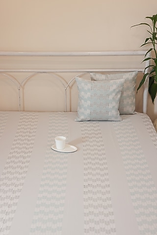 Blue Cotton Abstract Printed Bedcover (Set Of 3) by ADYA