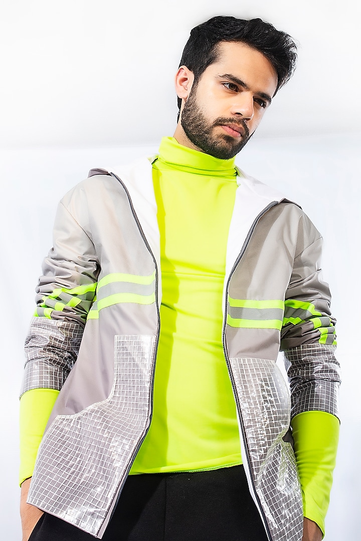 Gradient Grey Nylon Jacket by ADK by Avishi Dayal Kalra