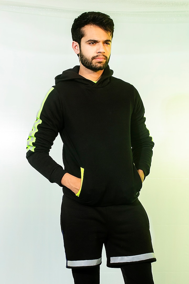 Black Cotton Fleece Hoodie by ADK by Avishi Dayal Kalra