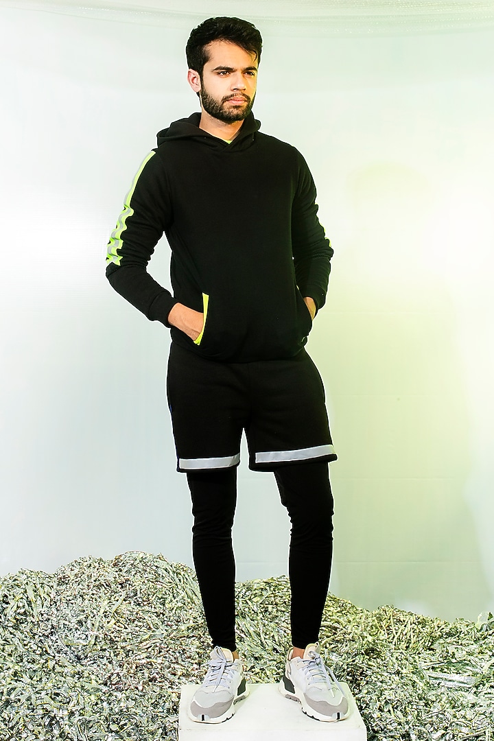 Black Cotton Fleece Hoodie by ADK by Avishi Dayal Kalra at Pernia's Pop Up Shop