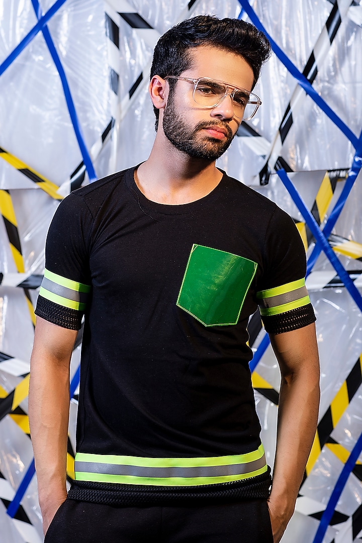 Black Cotton Jersey T-Shirt by ADK by Avishi Dayal Kalra