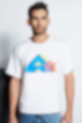 White Cotton Graphic Printed Oversized T-Shirt by ADK by Avishi Dayal Kalra
