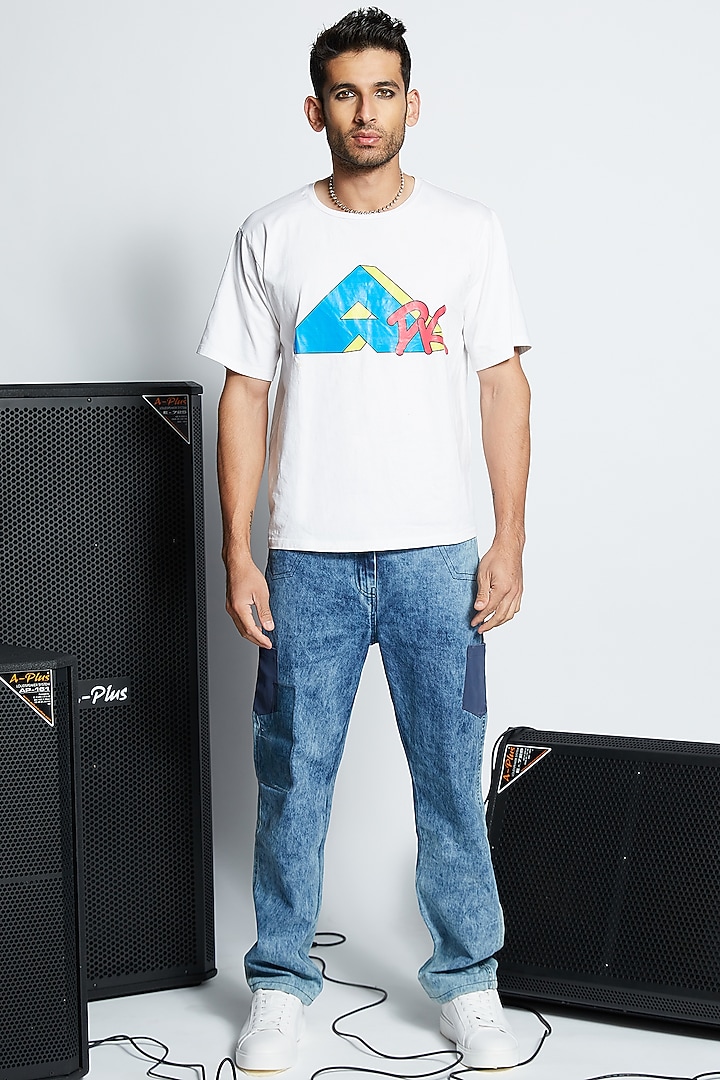 White Cotton Graphic Printed Oversized T-Shirt by ADK by Avishi Dayal Kalra at Pernia's Pop Up Shop