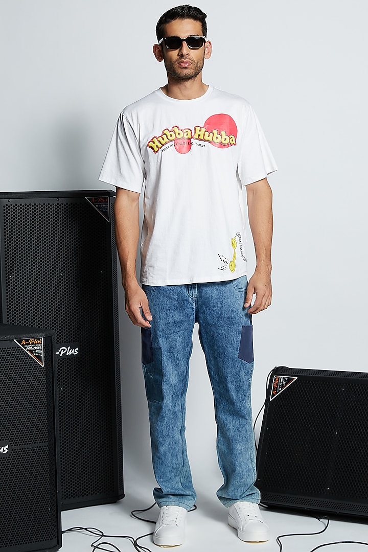 White Cotton Graphic Printed Oversized T-Shirt by ADK by Avishi Dayal Kalra at Pernia's Pop Up Shop