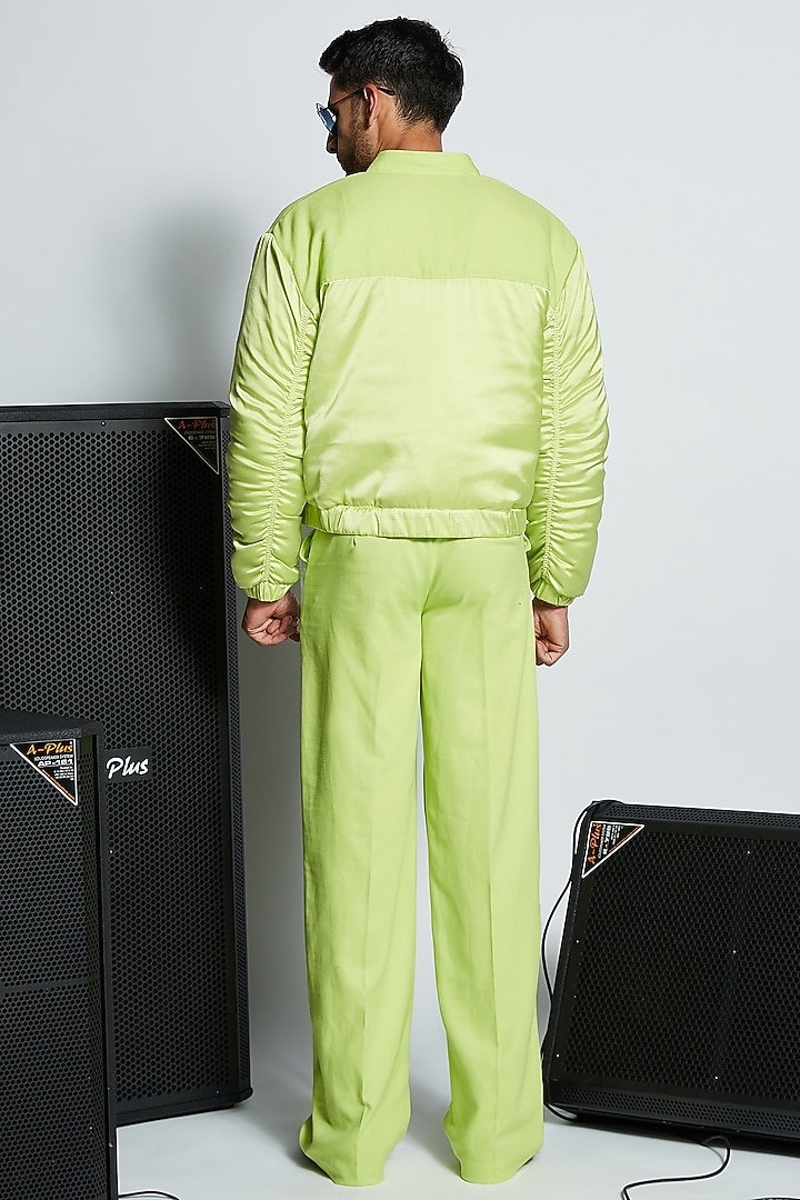 Green Polyester & Nylon Bomber Jacket Set by ADK by Avishi Dayal Kalra at Pernia's Pop Up Shop