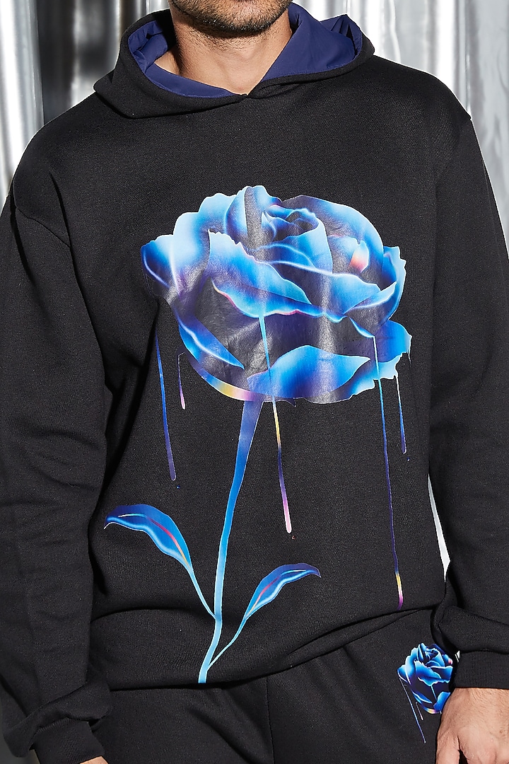 Black Cotton Graphic Printed Sweatshirt by ADK by Avishi Dayal Kalra at Pernia's Pop Up Shop