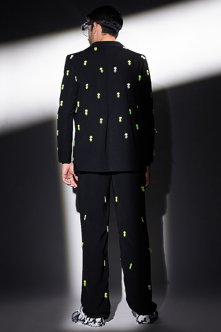 Black Cotton Embellished Blazer by ADK by Avishi Dayal Kalra at Pernia's Pop Up Shop
