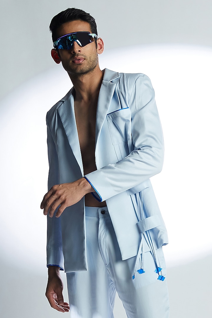 Blue Denim Blazer Set by ADK by Avishi Dayal Kalra at Pernia's Pop Up Shop