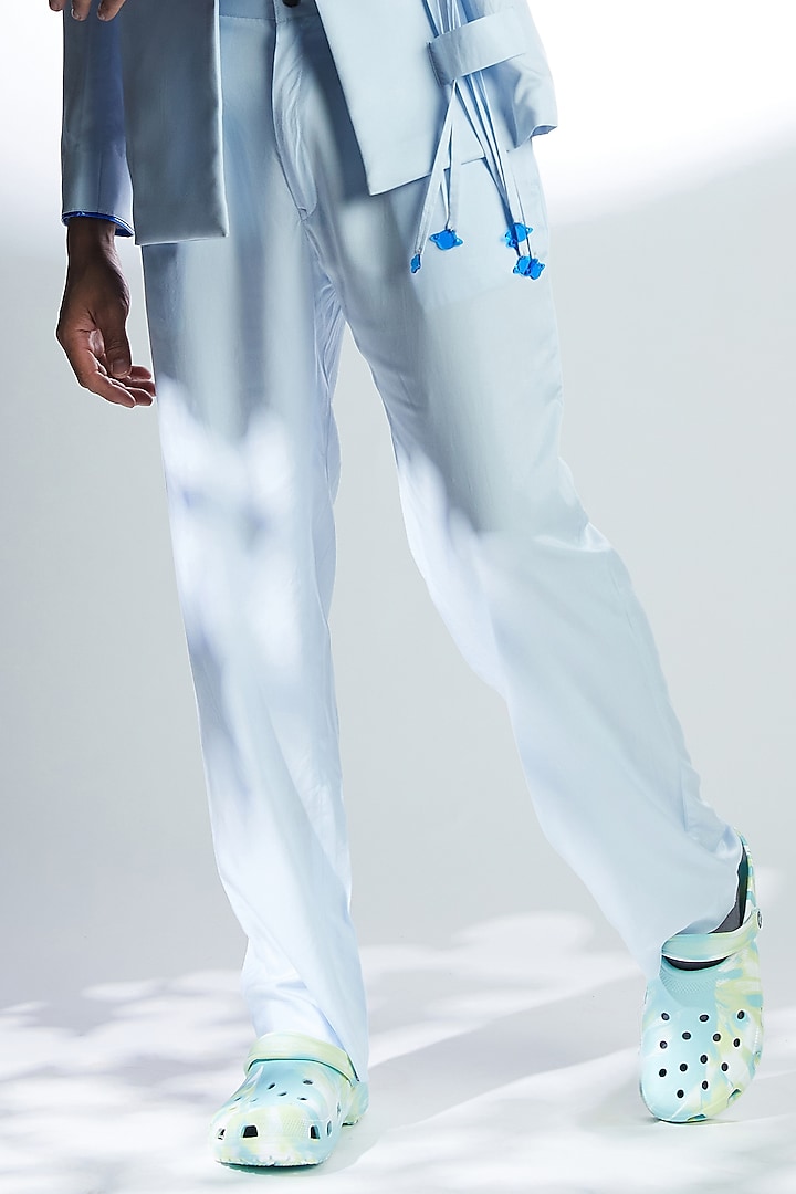 Blue Denim High-Waisted Straight Pants by ADK by Avishi Dayal Kalra at Pernia's Pop Up Shop
