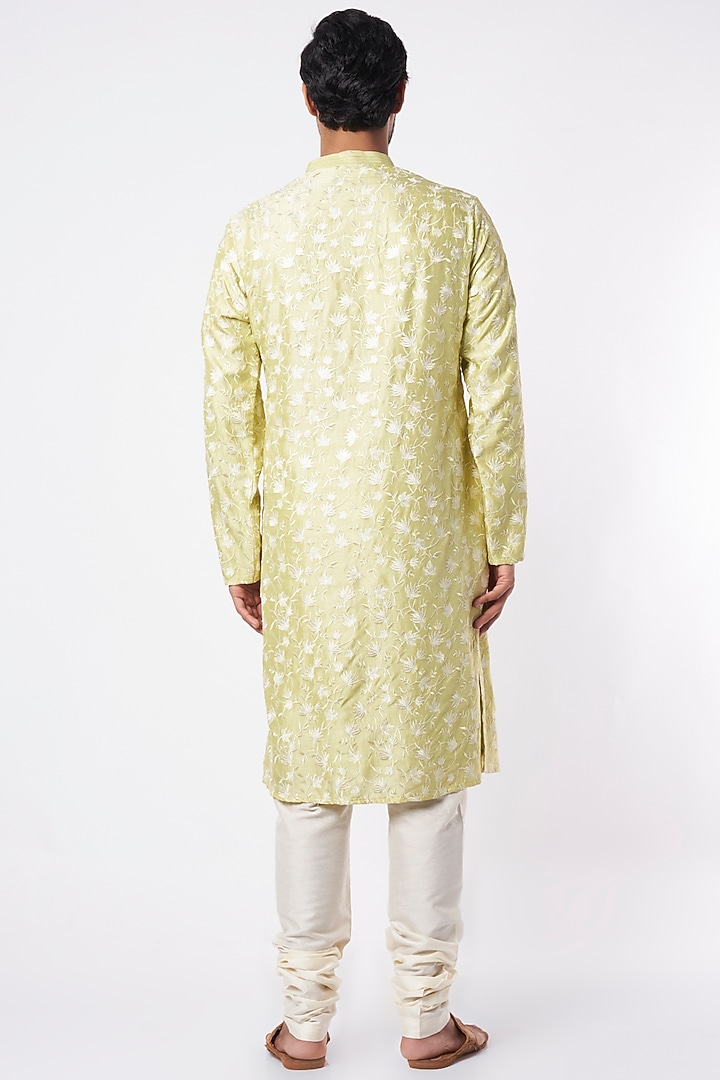 Lime Embroidered Kurta Set by Adah Men at Pernia's Pop Up Shop