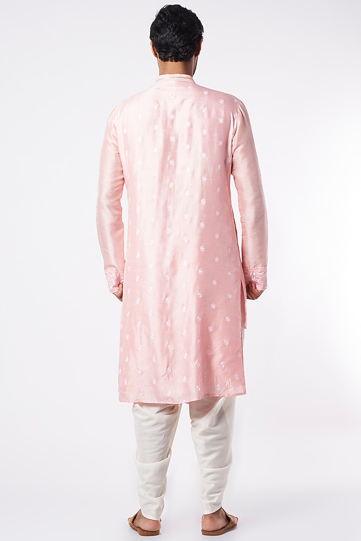Pastel Pink Zari Embroidered Kurta Set by Adah Men at Pernia's Pop Up Shop