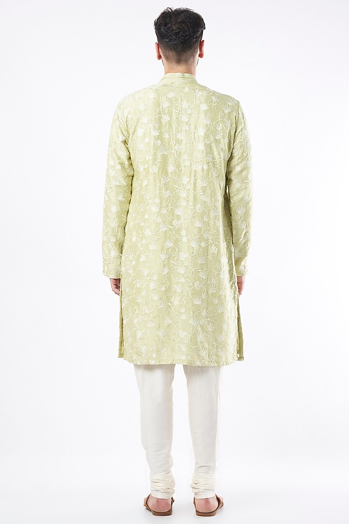 Lime Embroidered Kurta Set by Adah Men at Pernia's Pop Up Shop