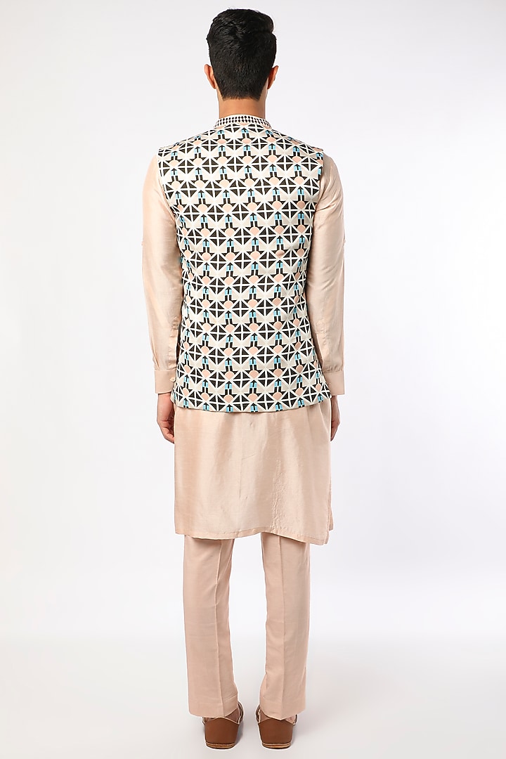 Multi-Colored Printed Bundi Jacket Set by Adah Men at Pernia's Pop Up Shop