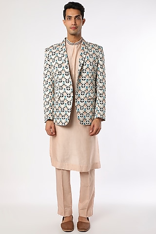 Multi-Colored Printed Blazer Set by Adah Men