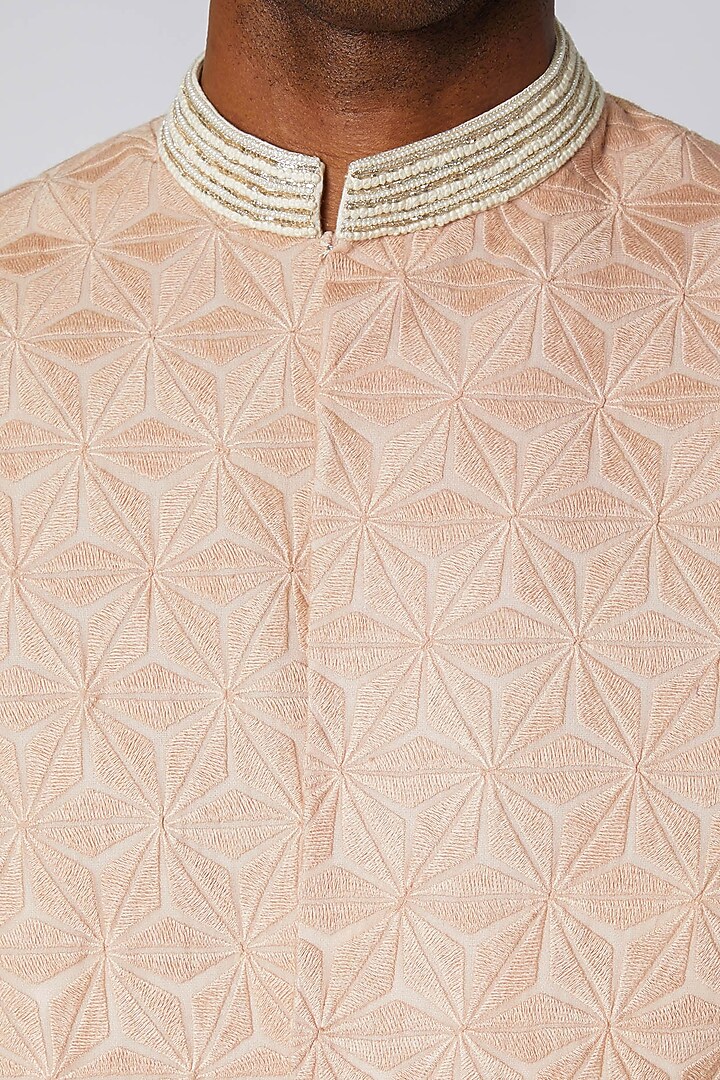 Nude Embroidered Wedding Sherwani Set by Adah Men at Pernia's Pop Up Shop
