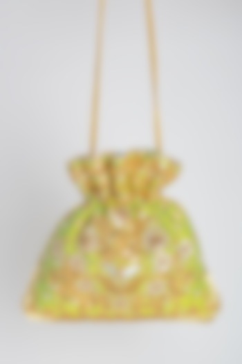 Lime Green Embellished Potli by Adora By Ankita