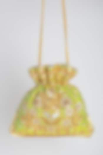 Lime Green Embellished Potli by Adora By Ankita
