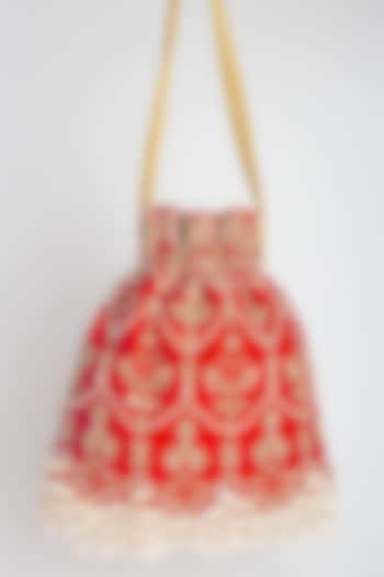 Red Embellished Potli by Adora By Ankita at Pernia's Pop Up Shop