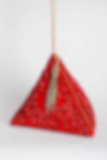 Red Embellished Pyramid Potli With Chain by Adora By Ankita