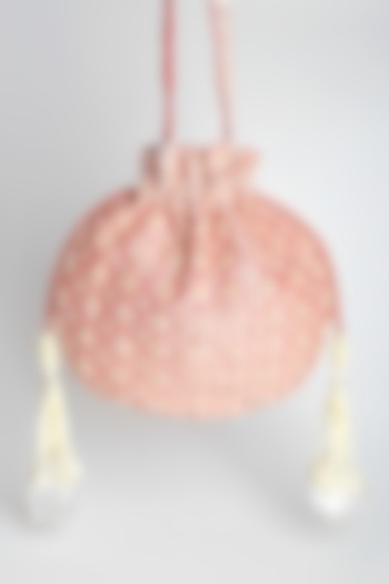 Rose Pink Embellished Potli With Detachable Handle by Adora By Ankita
