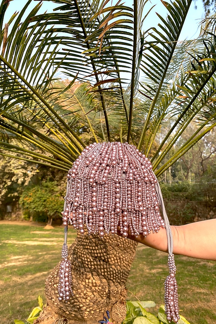 Grey Embellished Potli by Adora By Ankita at Pernia's Pop Up Shop