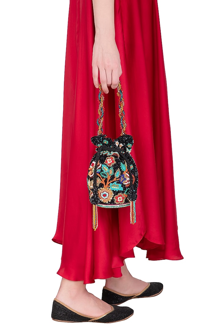 Multi Colored Embroidered Potli Bag by Adora by Ankita at Pernia's Pop Up Shop