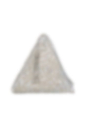 Silver Embroidered Chevron Pyramid Wristlet Potli Bag by Adora by Ankita