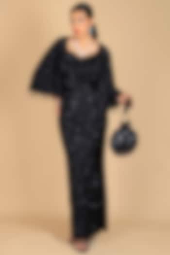 Black Poly Silk Sequins Embroidered Potli Bag by Adora by Ankita at Pernia's Pop Up Shop