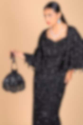 Black Poly Silk Sequins Embroidered Potli Bag by Adora by Ankita at Pernia's Pop Up Shop