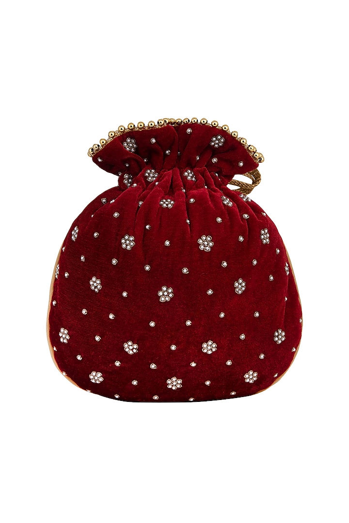 Maroon Embroidered Potli Bag by Adora by Ankita at Pernia's Pop Up Shop