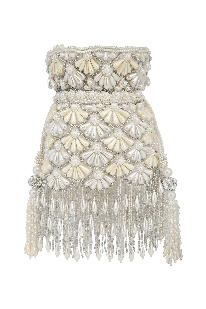 Cream Embroidered Potli Bag by Adora by Ankita at Pernia's Pop Up Shop