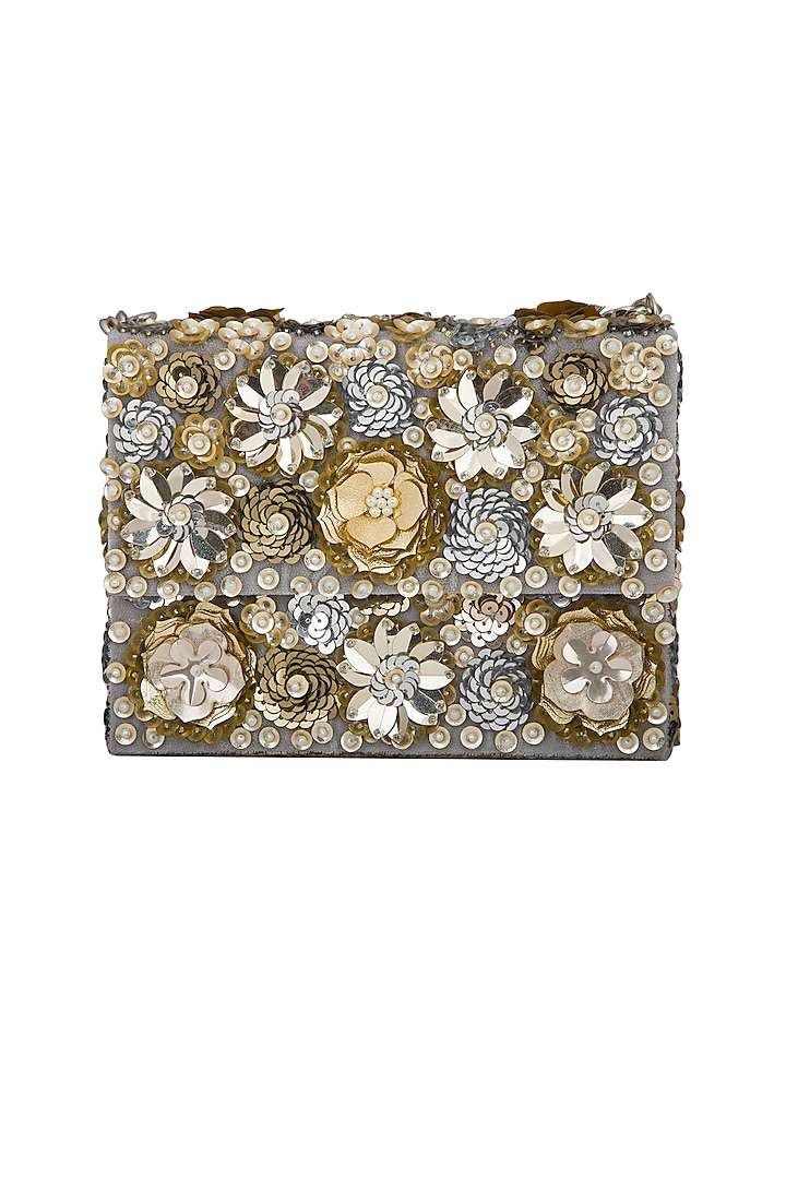 Gold Sequins Embroidered Clutch by Adora by Ankita