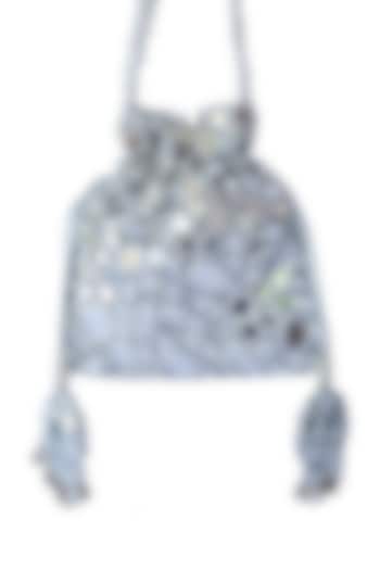 Silver Embroidered Potli Bag by Adora By Ankita at Pernia's Pop Up Shop