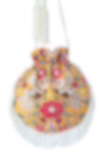 Yellow Embroidered Potli Bag by Adora By Ankita at Pernia's Pop Up Shop