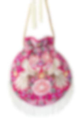 Pink Sequins Embroidered Potli Bag by Adora By Ankita