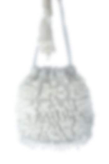 SIlver Pearl Embroidered Potli Bag by Adora By Ankita at Pernia's Pop Up Shop
