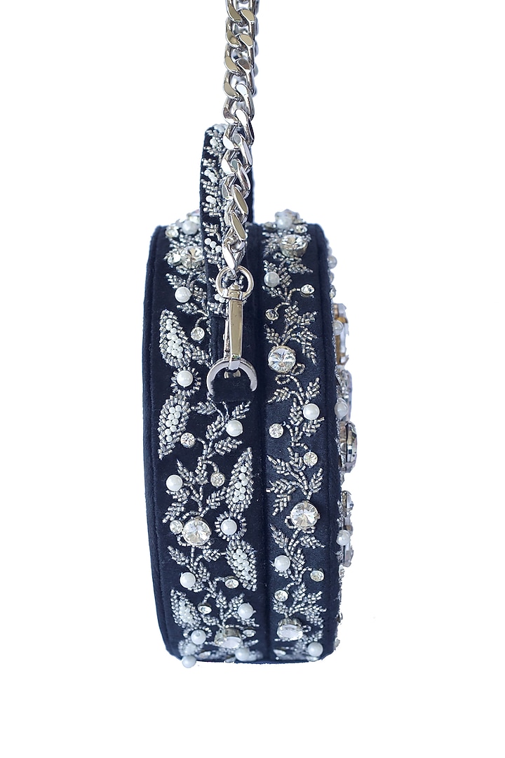 Black Pearl Embroidered Clutch by Adora By Ankita at Pernia's Pop Up Shop