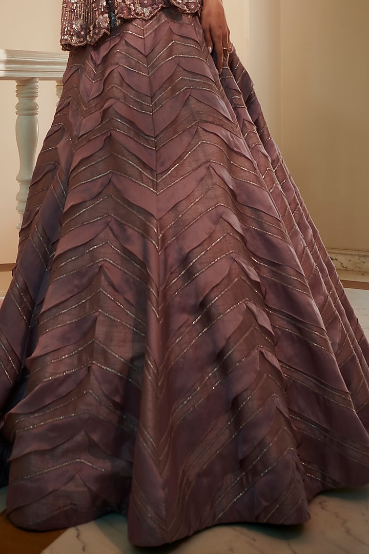 Lilac Raw Silk & Organza Ruffled Skirt Set by Adaara Couture at Pernia's Pop Up Shop