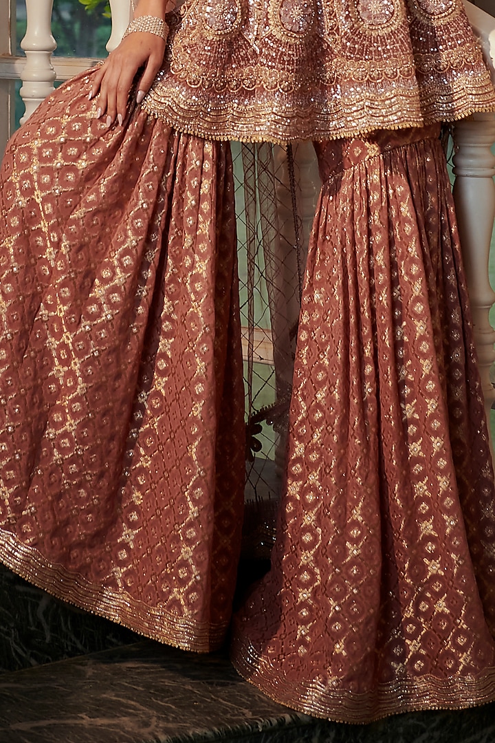 Lavender Brocade Georgette Bridal Sharara Set by Adaara Couture at Pernia's Pop Up Shop