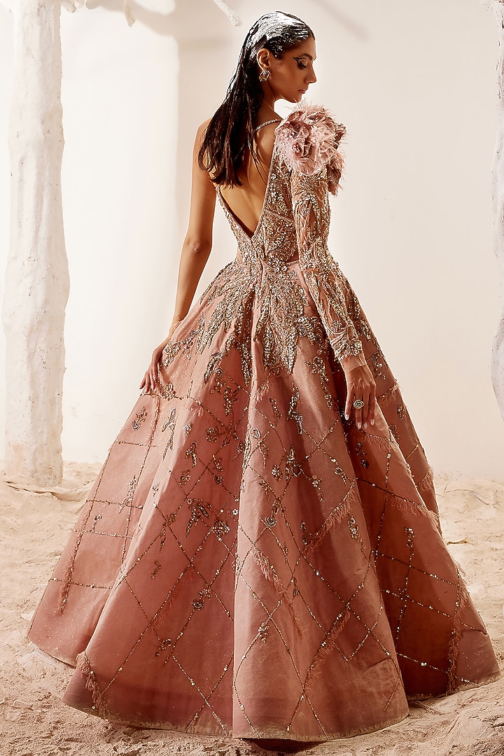 Crystal Pink Hand Embroidered Bridal Gown by Adaara Couture at Pernia's Pop Up Shop