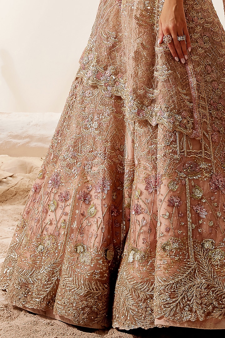Pink Hand Embroidered Bridal Lehenga Set by Adaara Couture at Pernia's Pop Up Shop