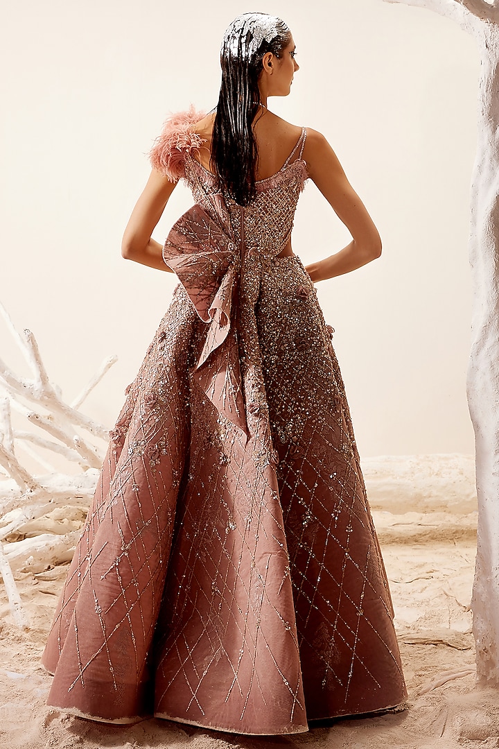 Rose Gold Hand Embroidered Bridal Gown by Adaara Couture at Pernia's Pop Up Shop