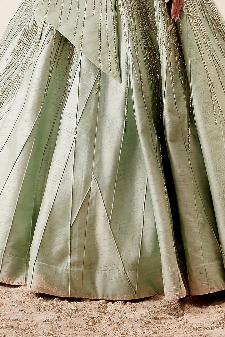Nile Green Hand Embroidered Bridal Lehenga Set by Adaara Couture at Pernia's Pop Up Shop