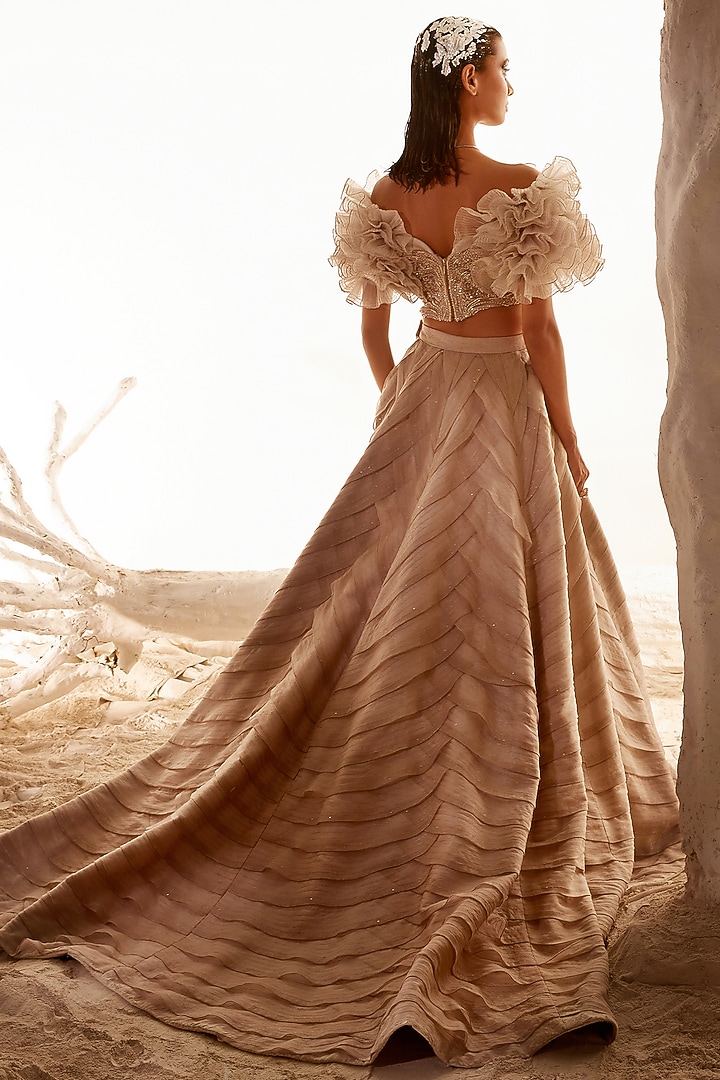 Grey Hand Embroidered Bridal Lehenga Set by Adaara Couture at Pernia's Pop Up Shop