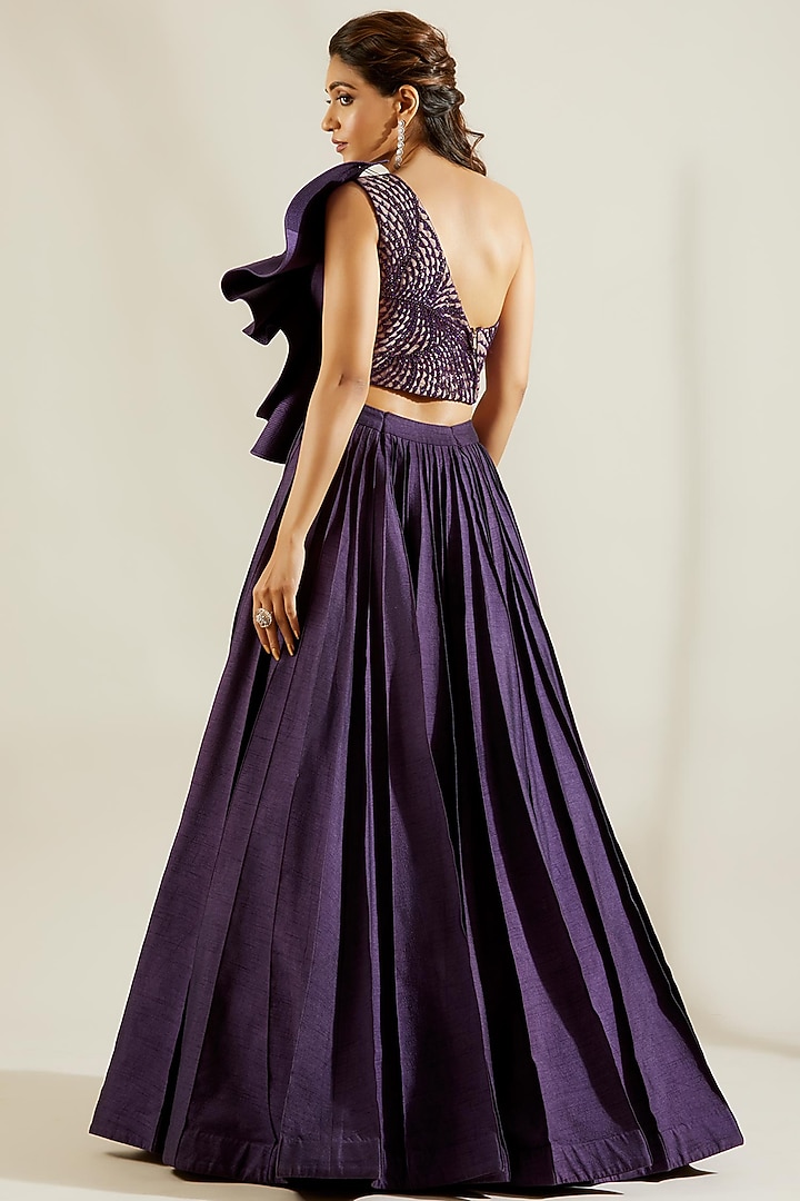 Indigo Wedding Lehenga Set With 3D Applique by Adaara Couture at Pernia's Pop Up Shop