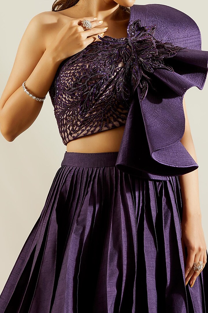 Indigo Wedding Lehenga Set With 3D Applique by Adaara Couture at Pernia's Pop Up Shop