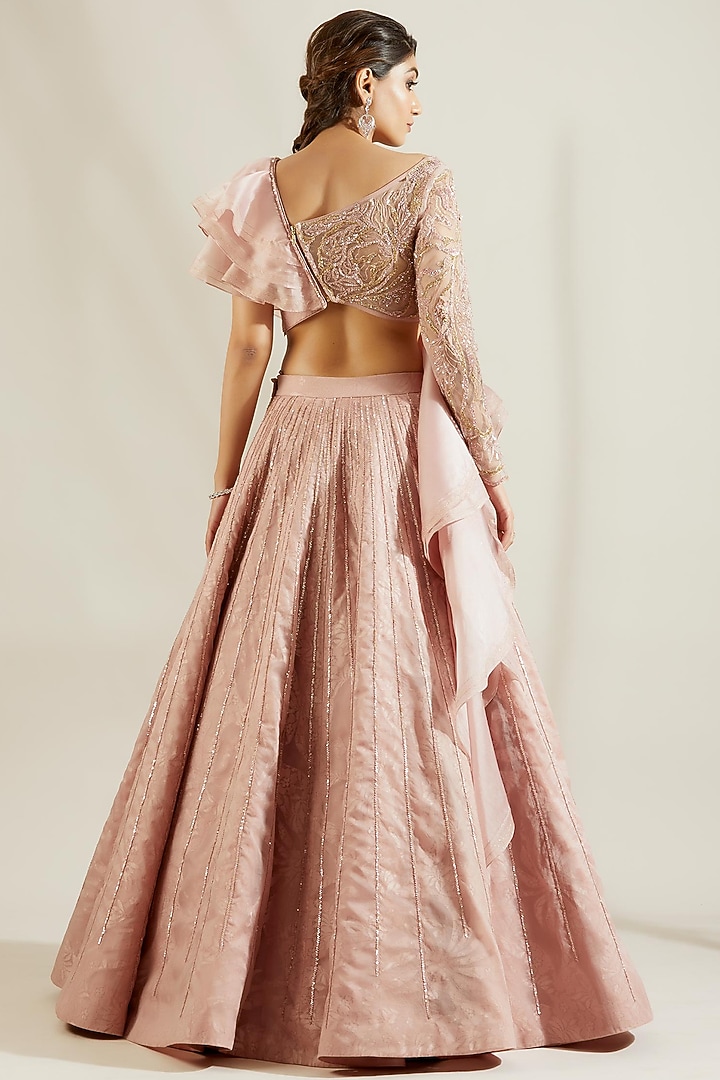 Powder Pink Floral Hand Embroidered Skirt Set by Adaara Couture at Pernia's Pop Up Shop