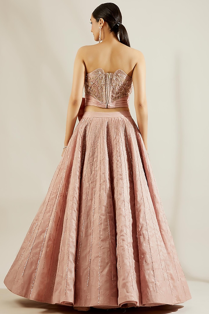 Powder Pink Sequins Hand Embroidered Skirt Set by Adaara Couture at Pernia's Pop Up Shop