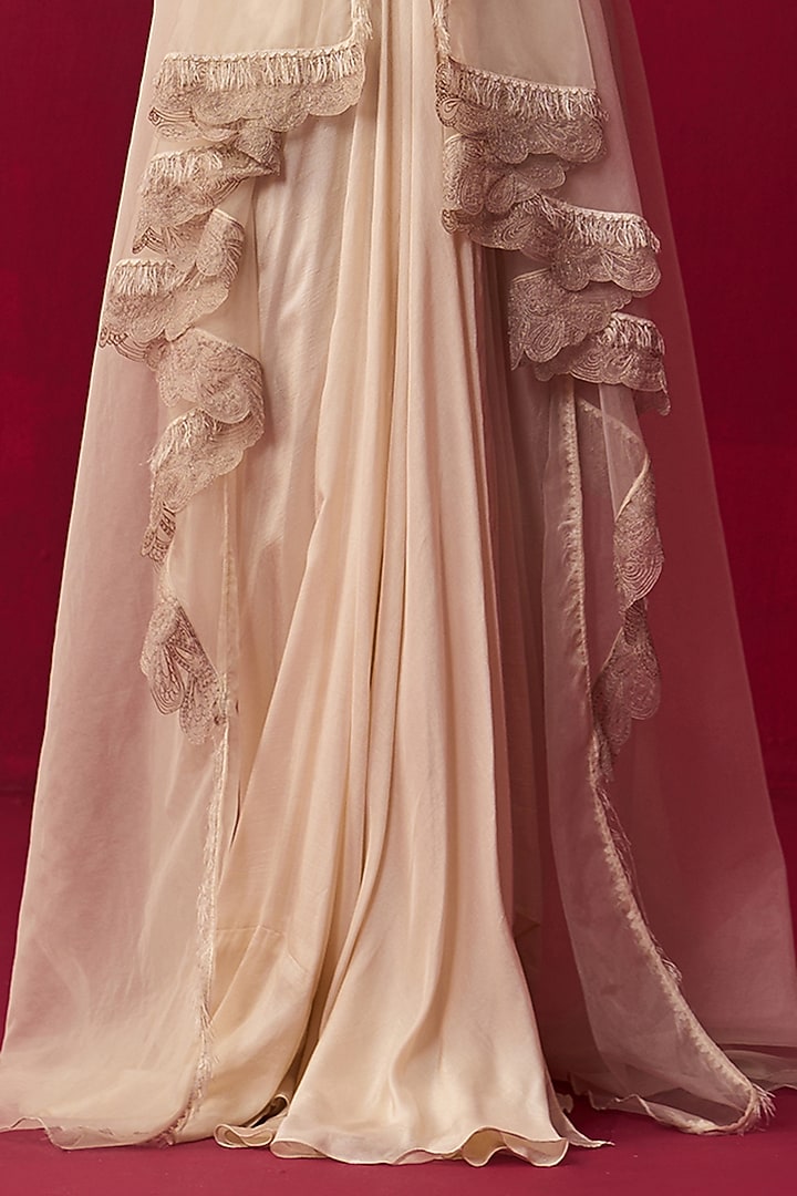 Ivory Organza & Russian Silk Embroidered Jacket Cocktail Dress by Adaara Couture at Pernia's Pop Up Shop