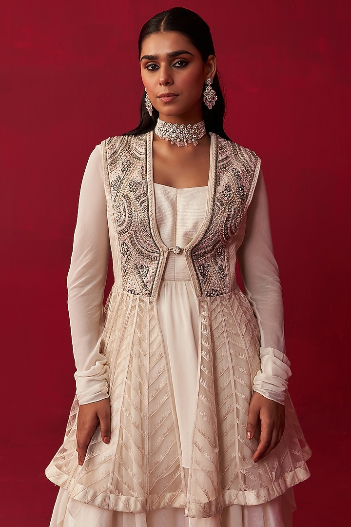 Ivory Organza Skirt Set by Adaara Couture at Pernia's Pop Up Shop